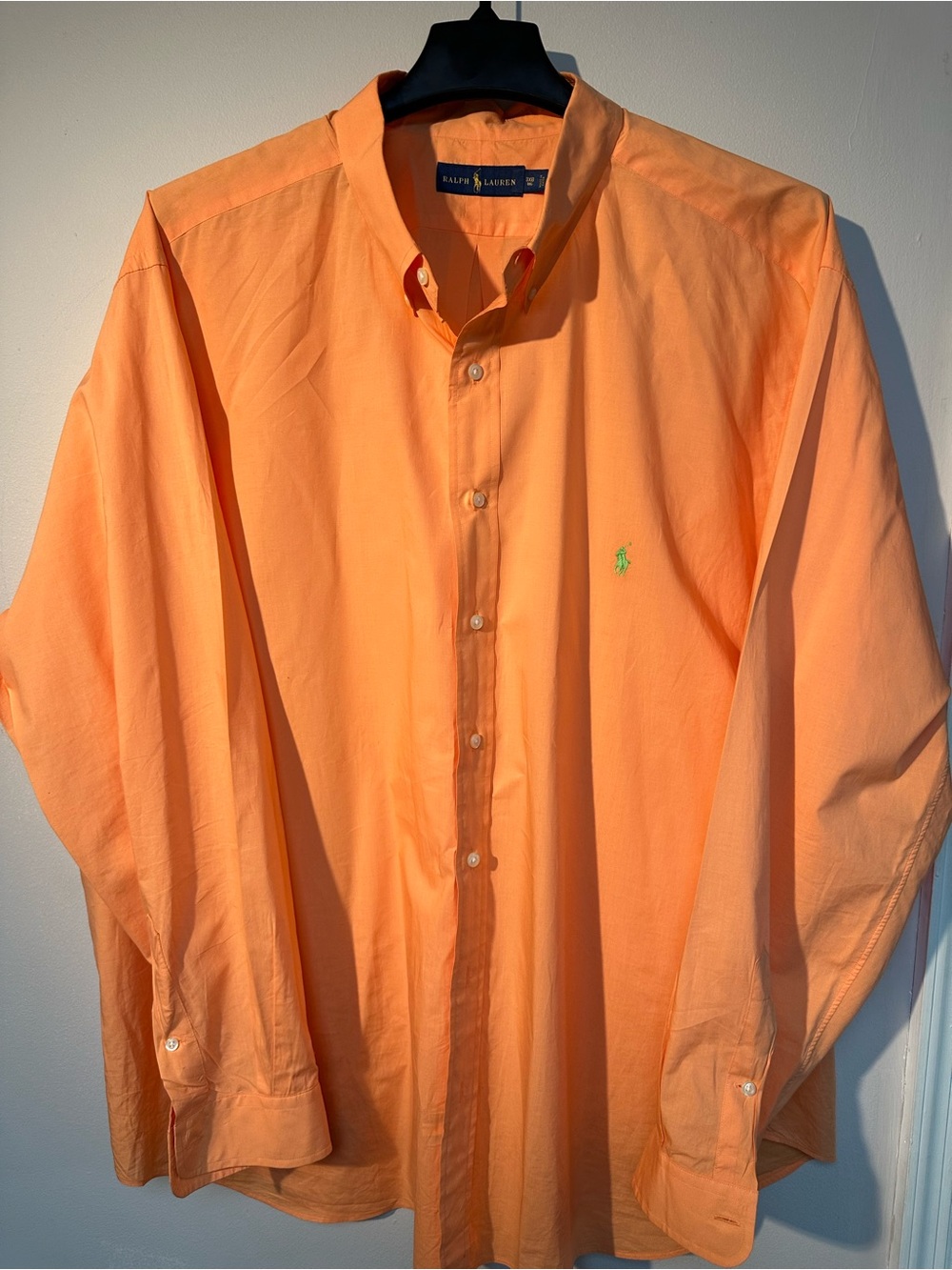 Ralph Lauren Men’s Orange Dreamsicle Button-Down with Green Pony Logo